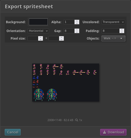 screenshot of the export image modal dialog