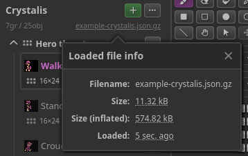 screenshot of loaded file details