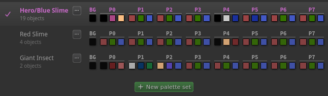screenshot of palette set dropdown