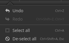 screenshot of the selection actions overflow menu